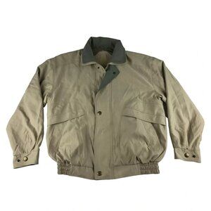 Town & Casual Mens Beige Full Zip Long Sleeve Snap Bomber Jacket Size 44‎